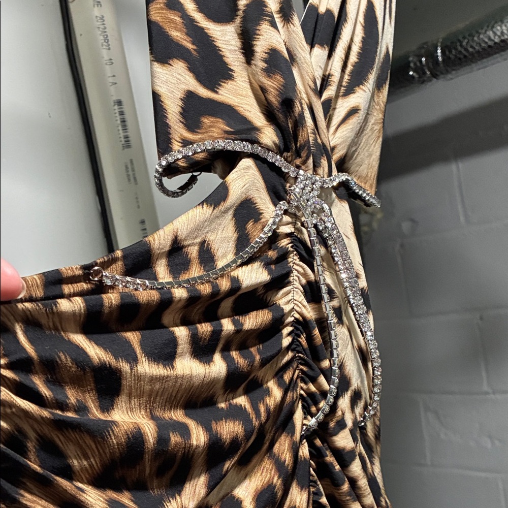Leopard Print Dress with Rhinestone Detail
